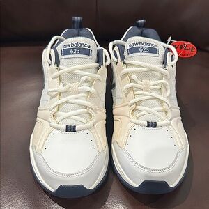 New Balance 623 Men's Cream and Navy Sneakers